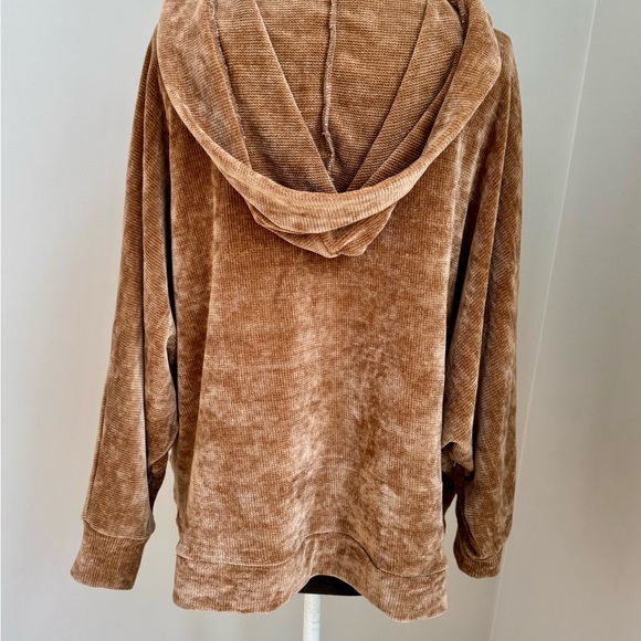 BB Dakota Brown Crushed Velvet Batwing Open‎ Front Hooded Casual Cardigan, M - Picture 6 of 10